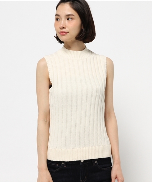 Chico（チコ）の「ハイネックRIBノースリニット（ニット/セーター・レディース・クリーム/モスグリーン/ホワイト・FREE）」の6枚目の写真