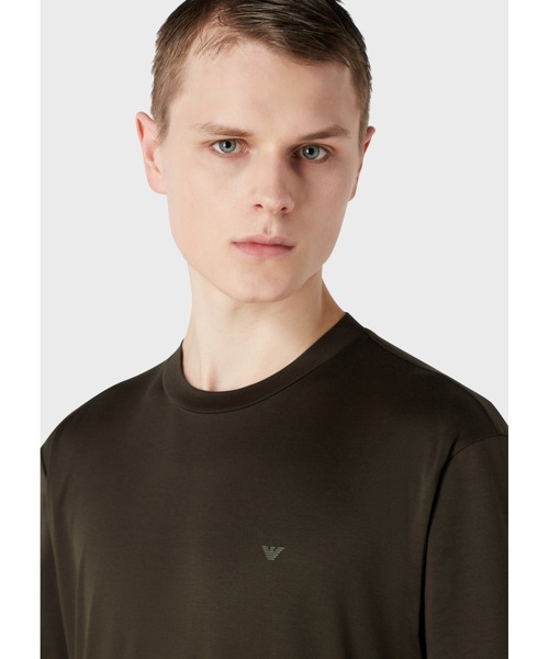 EMPORIO ARMANI(エンポリオアルマーニ)の「【エンポリオ アルマーニ】トラベルエッセンシャル Tシャツ リヨセル混紡ジャージー製(Tシャツ/カットソー・メンズ・ダークカーキ/ネイビー/ホワイト系その他・MEDIUM/X-LARGE/LARGE/SMALL/X-SMALL)」の8枚目の写真