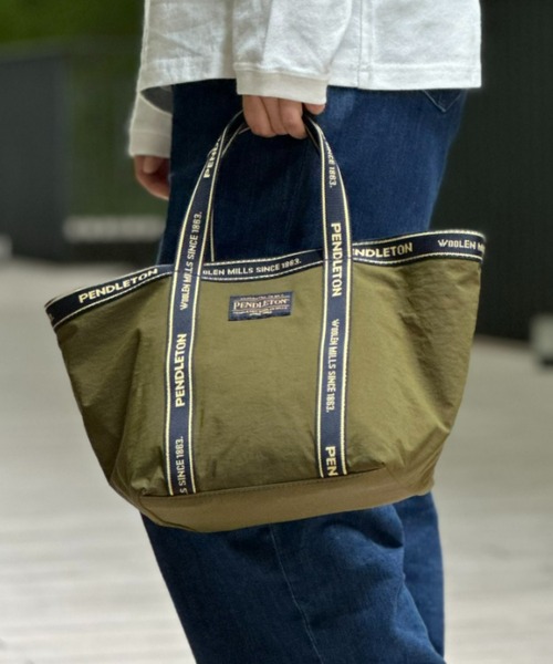 PENDLETON(ペンドルトン)の「【PENDLETON】LOGOTAPE MINITOTE(トートバッグ・レディース・カーキ/ブラック/ベージュ・FREE)」の1枚目の写真