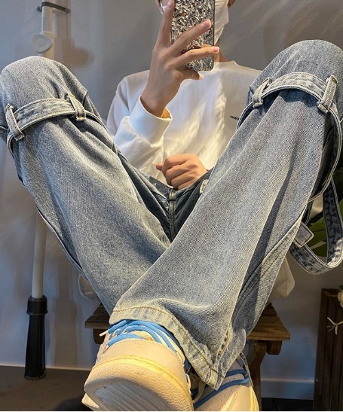Burner(バーナー)の「【OKUOKU 0909】ベルトデザイン / ルーズ / デニム oku-bottom-706280745363-40 U(デニムパンツ・メンズ・グレー/ライトブルー・L/M/XL)」の10枚目の写真