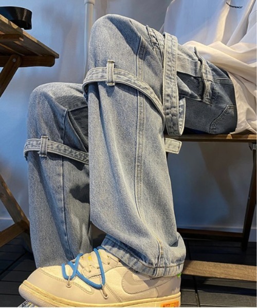 Burner(バーナー)の「【OKUOKU 0909】ベルトデザイン / ルーズ / デニム oku-bottom-706280745363-40 U(デニムパンツ・メンズ・グレー/ライトブルー・L/M/XL)」の11枚目の写真