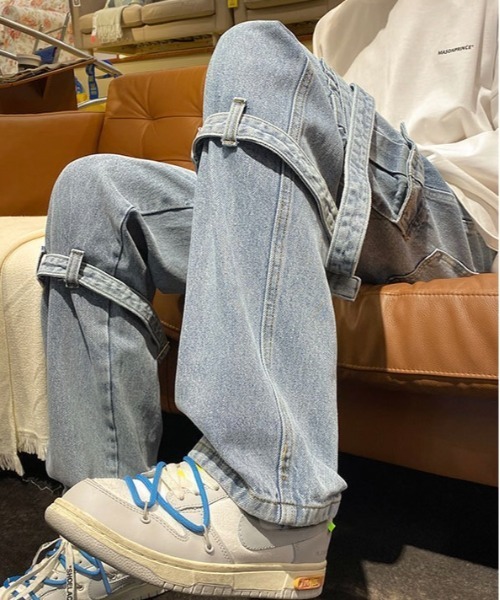 Burner(バーナー)の「【OKUOKU 0909】ベルトデザイン / ルーズ / デニム oku-bottom-706280745363-40 U(デニムパンツ・メンズ・グレー/ライトブルー・L/M/XL)」の9枚目の写真