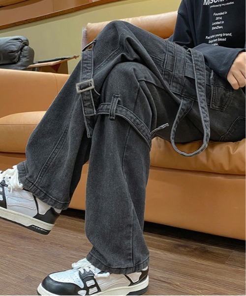 Burner(バーナー)の「【OKUOKU 0909】ベルトデザイン / ルーズ / デニム oku-bottom-706280745363-40 U(デニムパンツ・メンズ・グレー/ライトブルー・L/M/XL)」の8枚目の写真