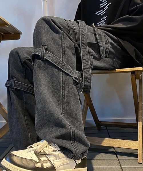 Burner(バーナー)の「【OKUOKU 0909】ベルトデザイン / ルーズ / デニム oku-bottom-706280745363-40 U(デニムパンツ・メンズ・グレー/ライトブルー・L/M/XL)」の7枚目の写真