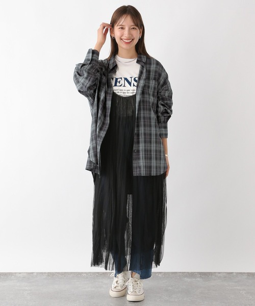 LEPSIM（レプシィム）の「チェックシャツ　908987（シャツ/ブラウス・レディース・ブラウン/ベージュ系その他/グレー・FREE）」の7枚目の写真