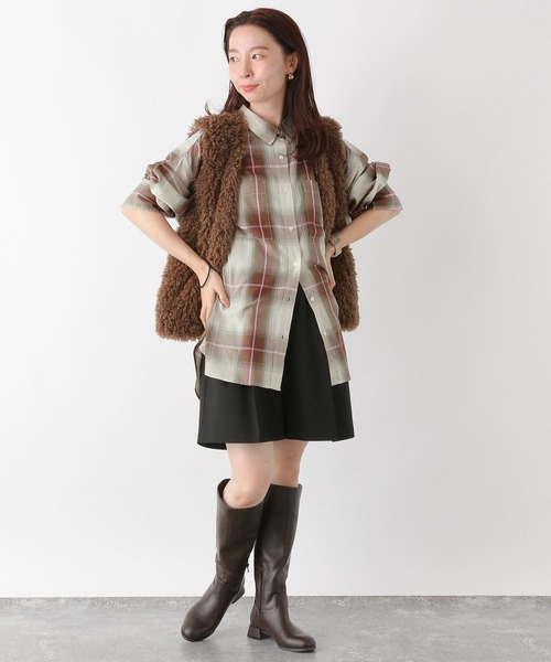 LEPSIM（レプシィム）の「チェックシャツ　908987（シャツ/ブラウス・レディース・ブラウン/ベージュ系その他/グレー・FREE）」の8枚目の写真