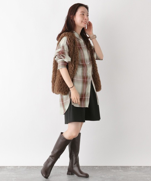 LEPSIM（レプシィム）の「チェックシャツ　908987（シャツ/ブラウス・レディース・ブラウン/ベージュ系その他/グレー・FREE）」の9枚目の写真