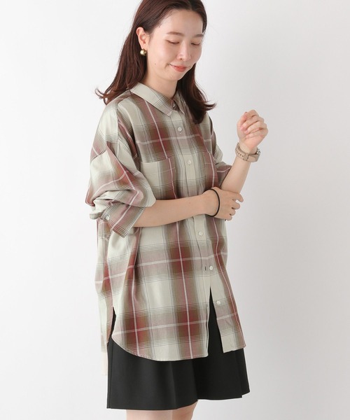 LEPSIM（レプシィム）の「チェックシャツ　908987（シャツ/ブラウス・レディース・ブラウン/ベージュ系その他/グレー・FREE）」の10枚目の写真