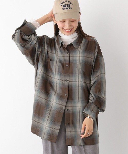 LEPSIM（レプシィム）の「チェックシャツ　908987（シャツ/ブラウス・レディース・ブラウン/ベージュ系その他/グレー・FREE）」の13枚目の写真