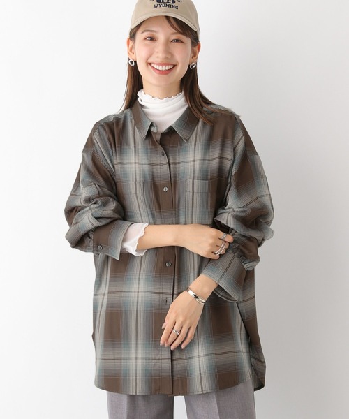 LEPSIM（レプシィム）の「チェックシャツ　908987（シャツ/ブラウス・レディース・ブラウン/ベージュ系その他/グレー・FREE）」の14枚目の写真