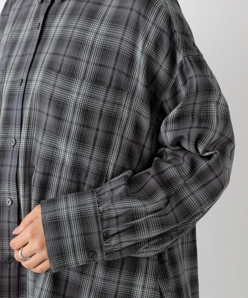 LEPSIM（レプシィム）の「チェックシャツ　908987（シャツ/ブラウス・レディース・ブラウン/ベージュ系その他/グレー・FREE）」の20枚目の写真