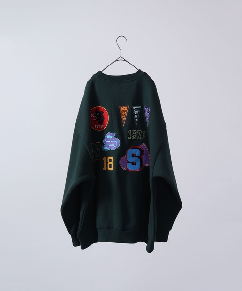刺繍 異素材MIX ワッペン刺繍 ベロア トレーナー スウェット 刺繍 異素材MIX ワッペン刺繍 ベロア トレーナー スウェット