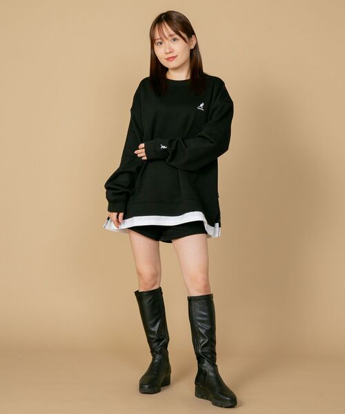 KANGOL(カンゴール)の「【KANGOL/カンゴール】フェイクレイヤード バックプリント ワンポイント刺繍 ビッグシルエット 裏起毛 クルースウェット トレーナー(スウェット・メンズ・ホワイト/ブルー/ブラック・X-LARGE/LARGE/MEDIUM)」の18枚目の写真