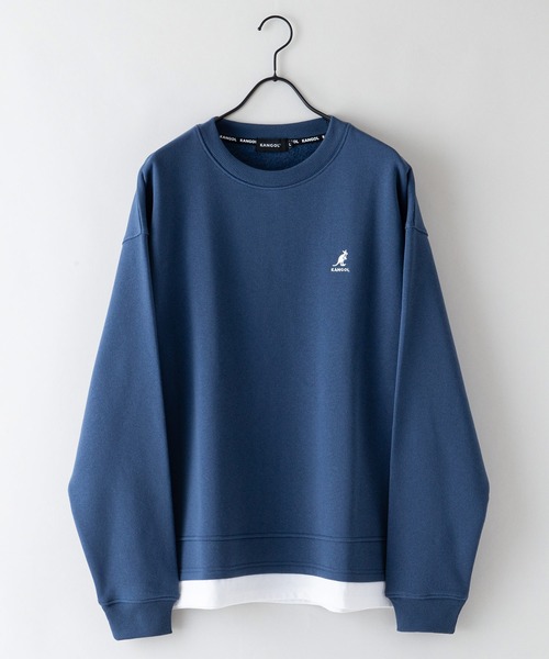 KANGOL(カンゴール)の「【KANGOL/カンゴール】フェイクレイヤード バックプリント ワンポイント刺繍 ビッグシルエット 裏起毛 クルースウェット トレーナー(スウェット・メンズ・ホワイト/ブルー/ブラック・X-LARGE/LARGE/MEDIUM)」の8枚目の写真