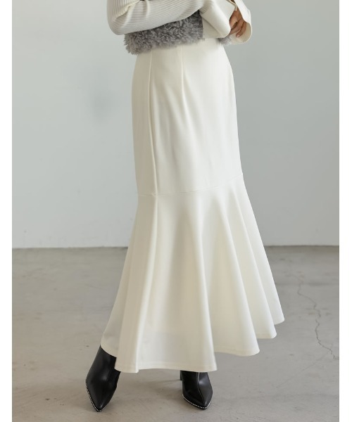 Re:EDIT（リエディ）の「[低身長/高身長サイズ有][イージーケア]カットジョーゼットハイウエストマーメイドスカート（スカート・レディース・モカ/ブラック/チャコールグレー/ホワイト/ベージュ/アイボリー系・MEDIUM/SHORT/LARGE/TALL）」の2枚目の写真
