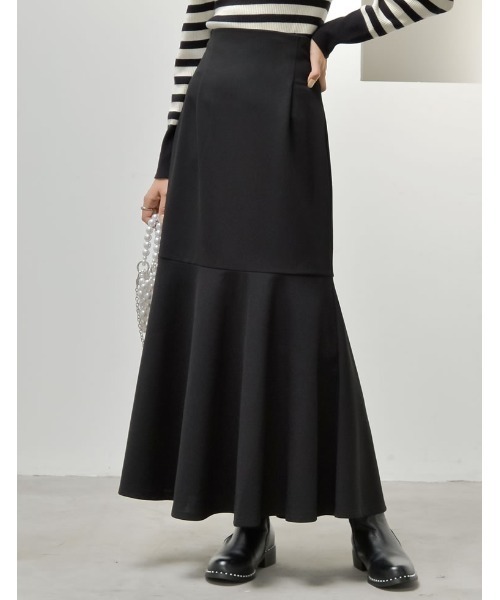 Re:EDIT（リエディ）の「[低身長/高身長サイズ有][イージーケア]カットジョーゼットハイウエストマーメイドスカート（スカート・レディース・モカ/ブラック/チャコールグレー/ホワイト/ベージュ/アイボリー系・MEDIUM/SHORT/LARGE/TALL）」の3枚目の写真