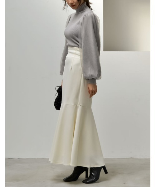 Re:EDIT（リエディ）の「[低身長/高身長サイズ有][イージーケア]カットジョーゼットハイウエストマーメイドスカート（スカート・レディース・モカ/ブラック/チャコールグレー/ホワイト/ベージュ/アイボリー系・MEDIUM/SHORT/LARGE/TALL）」の14枚目の写真