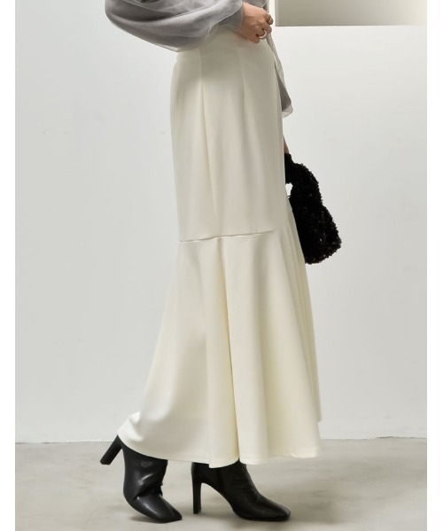 Re:EDIT（リエディ）の「[低身長/高身長サイズ有][イージーケア]カットジョーゼットハイウエストマーメイドスカート（スカート・レディース・モカ/ブラック/チャコールグレー/ホワイト/ベージュ/アイボリー系・MEDIUM/SHORT/LARGE/TALL）」の12枚目の写真