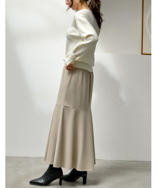 Re:EDIT（リエディ）の「[低身長/高身長サイズ有][イージーケア]カットジョーゼットハイウエストマーメイドスカート（スカート・レディース・モカ/ブラック/チャコールグレー/ホワイト/ベージュ/アイボリー系・MEDIUM/SHORT/LARGE/TALL）」の17枚目の写真