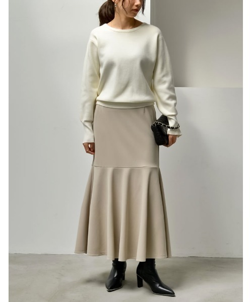 Re:EDIT（リエディ）の「[低身長/高身長サイズ有][イージーケア]カットジョーゼットハイウエストマーメイドスカート（スカート・レディース・モカ/ブラック/チャコールグレー/ホワイト/ベージュ/アイボリー系・MEDIUM/SHORT/LARGE/TALL）」の16枚目の写真