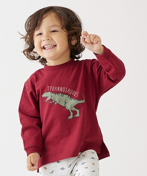 petit main（プティマイン）の「【プティプラ】ＢＯＹＳ長袖Ｔシャツ（Tシャツ/カットソー・キッズ・ライトグレー/レッド/ネイビー/モスグリーン/アイボリー/マルチ/ブルー/トップグレー/オフホワイト/グリーン・120cm/130cm/110cm/100cm/80ｃｍ/90cm）」の9枚目の写真