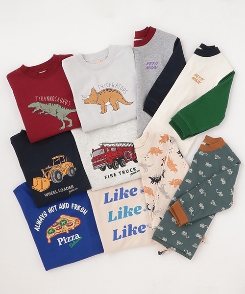 petit main（プティマイン）の「【プティプラ】ＢＯＹＳ長袖Ｔシャツ（Tシャツ/カットソー・キッズ・ライトグレー/レッド/ネイビー/モスグリーン/アイボリー/マルチ/ブルー/トップグレー/オフホワイト/グリーン・120cm/130cm/110cm/100cm/80ｃｍ/90cm）」の14枚目の写真