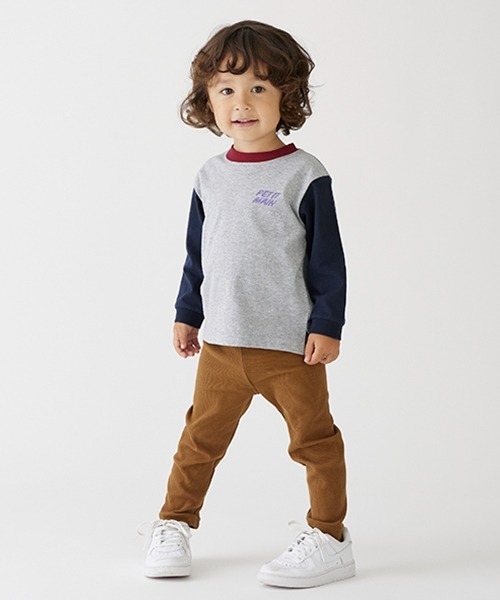 petit main（プティマイン）の「【プティプラ】ＢＯＹＳ長袖Ｔシャツ（Tシャツ/カットソー・キッズ・ライトグレー/レッド/ネイビー/モスグリーン/アイボリー/マルチ/ブルー/トップグレー/オフホワイト/グリーン・120cm/130cm/110cm/100cm/80ｃｍ/90cm）」の19枚目の写真