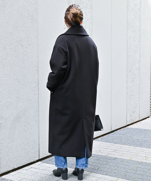 B.C STOCK（ベーセーストック）の「ポンテトルトメルトンコクーンチェスターロングコート（チェスターコート・レディース・ベージュ/チャコールグレー/ブラック・MEDIUM/SMALL）」の12枚目の写真