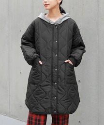 n'OrLABEL | 『キルティングミドル丈コート』(ノーカラーコート)