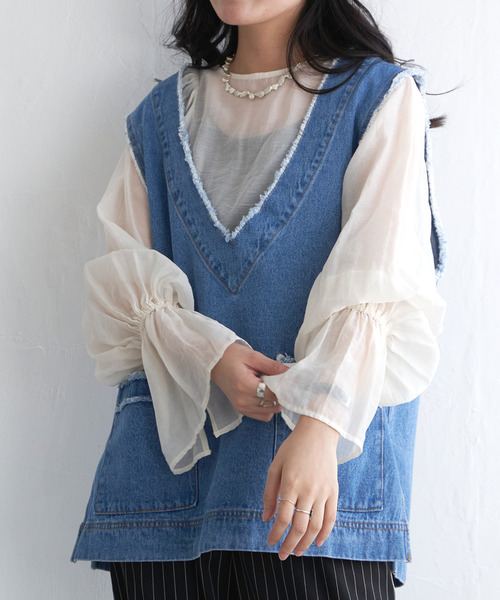 VENCEEXCHANGE（ヴァンスエクスチェンジ）の「袖フレアブラウス（シャツ/ブラウス・レディース・ホワイト/ブラック/ベージュ・M）」の4枚目の写真