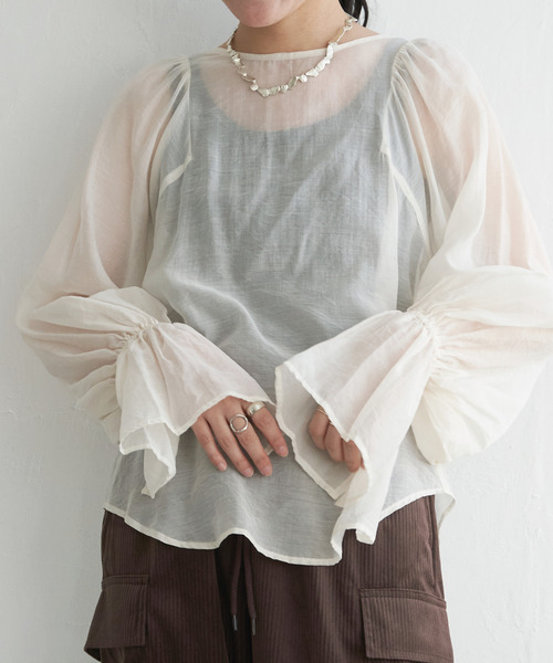 VENCEEXCHANGE（ヴァンスエクスチェンジ）の「袖フレアブラウス（シャツ/ブラウス・レディース・ホワイト/ブラック/ベージュ・M）」の16枚目の写真