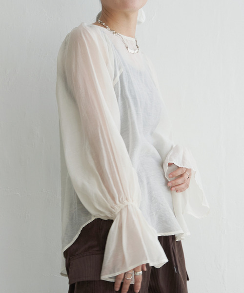 VENCEEXCHANGE（ヴァンスエクスチェンジ）の「袖フレアブラウス（シャツ/ブラウス・レディース・ホワイト/ブラック/ベージュ・M）」の14枚目の写真