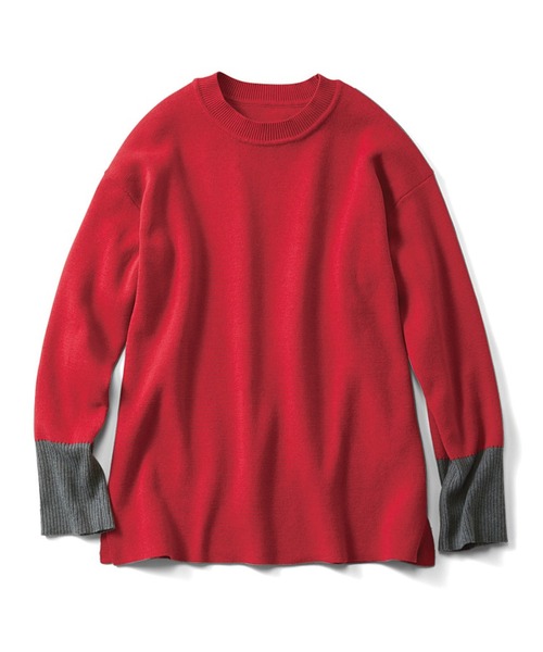 Live in comfort（リブインコンフォート）の「リブ　イン　コンフォート　トレーナー感覚で毎日活躍！コットン素材のミラノリブニットトップス（ニット/セーター・レディース・ブラック系その他/ネイビー/レッド・MEDIUM/LARGE/SMALL/XX-LARGE/X-LARGE/XXX-LARGE）」の6枚目の写真