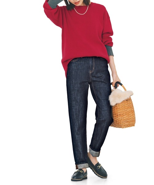 Live in comfort（リブインコンフォート）の「リブ　イン　コンフォート　トレーナー感覚で毎日活躍！コットン素材のミラノリブニットトップス（ニット/セーター・レディース・ブラック系その他/ネイビー/レッド・MEDIUM/LARGE/SMALL/XX-LARGE/X-LARGE/XXX-LARGE）」の7枚目の写真