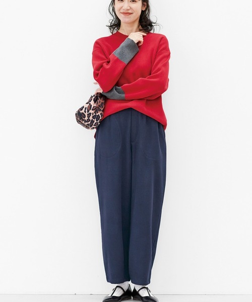 Live in comfort（リブインコンフォート）の「リブ　イン　コンフォート　トレーナー感覚で毎日活躍！コットン素材のミラノリブニットトップス（ニット/セーター・レディース・ブラック系その他/ネイビー/レッド・MEDIUM/LARGE/SMALL/XX-LARGE/X-LARGE/XXX-LARGE）」の9枚目の写真