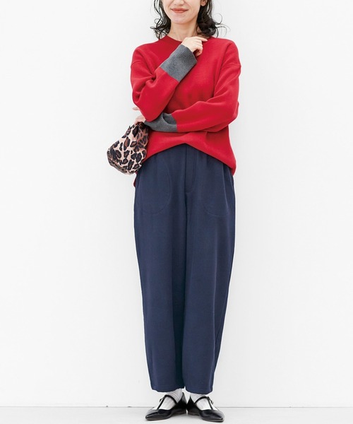 Live in comfort（リブインコンフォート）の「リブ　イン　コンフォート　トレーナー感覚で毎日活躍！コットン素材のミラノリブニットトップス（ニット/セーター・レディース・ブラック系その他/ネイビー/レッド・MEDIUM/LARGE/SMALL/XX-LARGE/X-LARGE/XXX-LARGE）」の10枚目の写真