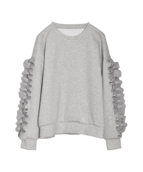 Re:EDIT（リエディ）の「クルーネックフリルスリーブダンボールトップス（スウェット・レディース・グレー/ホワイト系/ブラック・MEDIUM/LARGE）」の8枚目の写真