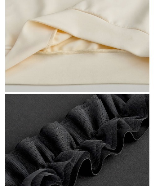 Re:EDIT（リエディ）の「クルーネックフリルスリーブダンボールトップス（スウェット・レディース・グレー/ホワイト系/ブラック・MEDIUM/LARGE）」の4枚目の写真