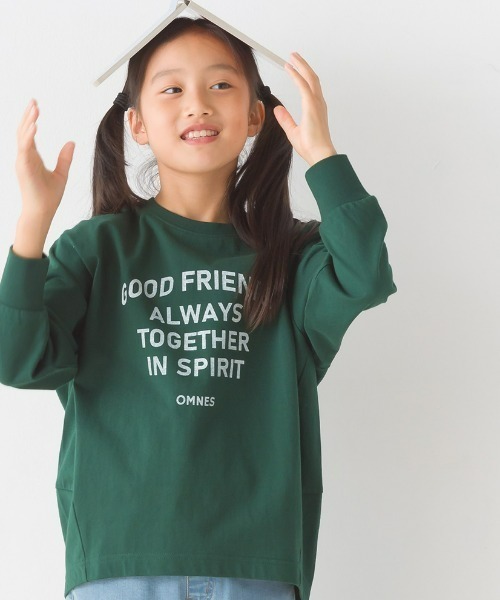 OMNES(オムネス)の「キッズコクーンシルエットプリント長袖Tシャツ(Tシャツ/カットソー・キッズ・ホワイト/ブラック/グレー/グリーン・100/110/130/140/120)」の4枚目の写真