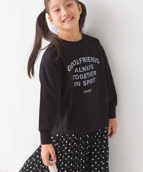 OMNES(オムネス)の「キッズコクーンシルエットプリント長袖Tシャツ(Tシャツ/カットソー・キッズ・ホワイト/ブラック/グレー/グリーン・100/110/130/140/120)」の3枚目の写真