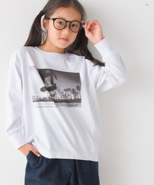OMNES(オムネス)の「キッズコクーンシルエットプリント長袖Tシャツ(Tシャツ/カットソー・キッズ・ホワイト/ブラック/グレー/グリーン・100/110/130/140/120)」の5枚目の写真