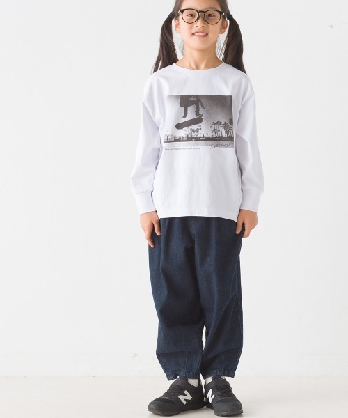 OMNES(オムネス)の「キッズコクーンシルエットプリント長袖Tシャツ(Tシャツ/カットソー・キッズ・ホワイト/ブラック/グレー/グリーン・100/110/130/140/120)」の8枚目の写真