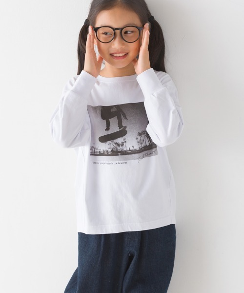 OMNES(オムネス)の「キッズコクーンシルエットプリント長袖Tシャツ(Tシャツ/カットソー・キッズ・ホワイト/ブラック/グレー/グリーン・100/110/130/140/120)」の9枚目の写真