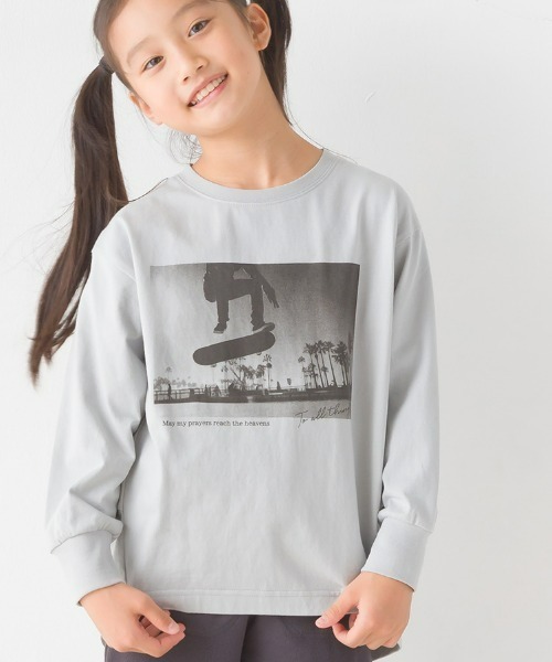 OMNES(オムネス)の「キッズコクーンシルエットプリント長袖Tシャツ(Tシャツ/カットソー・キッズ・ホワイト/ブラック/グレー/グリーン・100/110/130/140/120)」の15枚目の写真