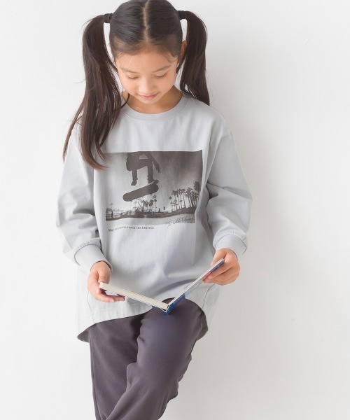 OMNES(オムネス)の「キッズコクーンシルエットプリント長袖Tシャツ(Tシャツ/カットソー・キッズ・ホワイト/ブラック/グレー/グリーン・100/110/130/140/120)」の19枚目の写真