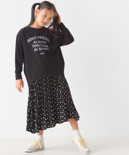OMNES(オムネス)の「キッズコクーンシルエットプリント長袖Tシャツ(Tシャツ/カットソー・キッズ・ホワイト/ブラック/グレー/グリーン・100/110/130/140/120)」の13枚目の写真