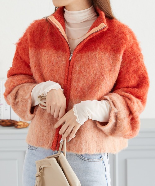 セール】グラデーションニットブルゾン/AC3427（ニット/セーター