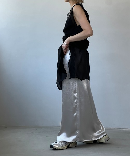 chuclla(チュクラ)の「サテン シャイニーフレア マキシスカート chw23a064(スカート・レディース・シルバー・M/S)」の19枚目の写真