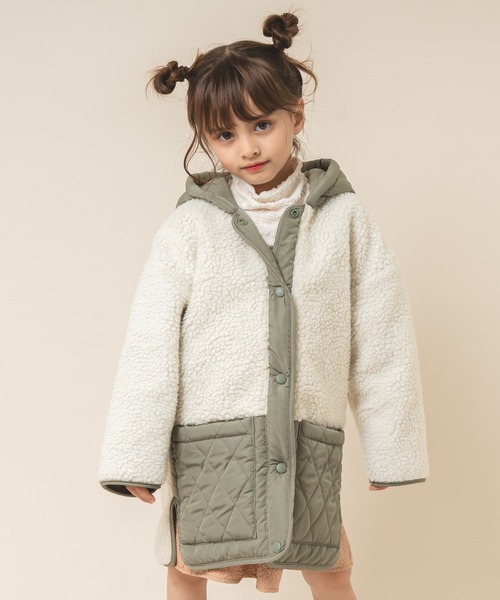 URBAN CHERRY（アーバンチェリー）の「【おうちで洗える】ロングボア切り替えキルティングコート（ブルゾン・キッズ・ブラウン/カーキ/ブラック・110cm/120cm/130cm/140cm/150cm）」の17枚目の写真