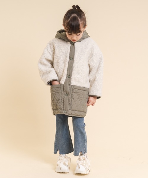 URBAN CHERRY（アーバンチェリー）の「【おうちで洗える】ロングボア切り替えキルティングコート（ブルゾン・キッズ・ブラウン/カーキ/ブラック・110cm/120cm/130cm/140cm/150cm）」の7枚目の写真